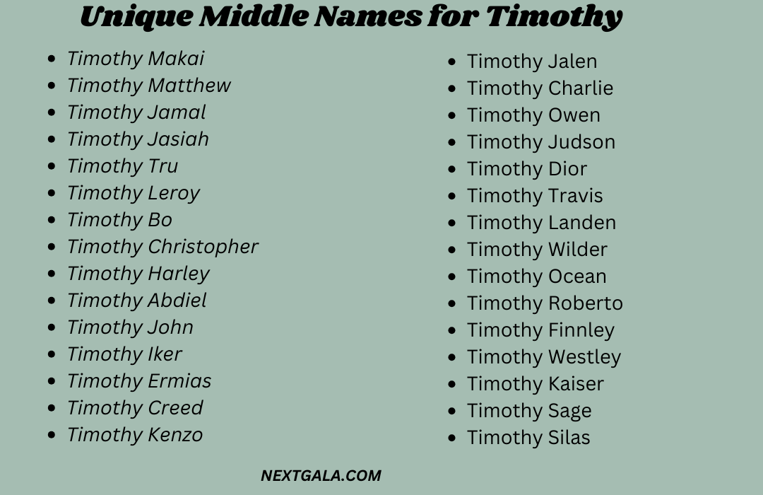 Middle Names for Timothy 