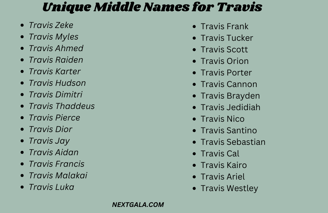 Middle Names for Travis