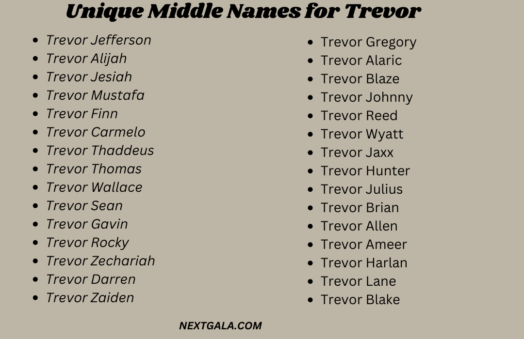 Middle Names for Trevor