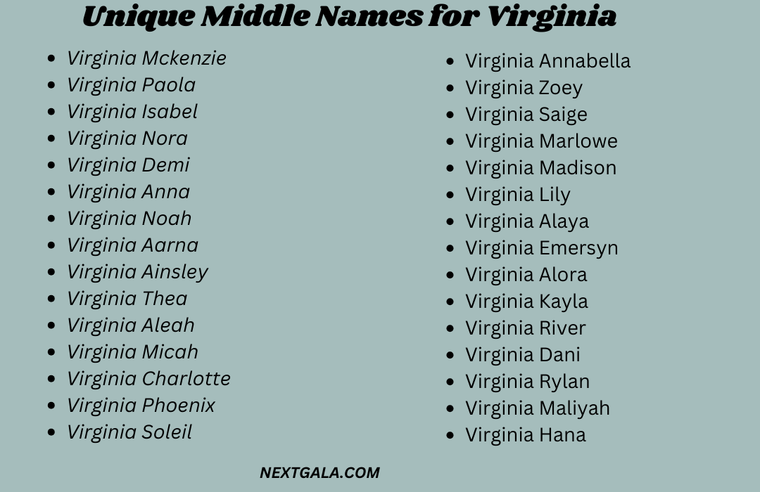  Middle Names for Virginia 