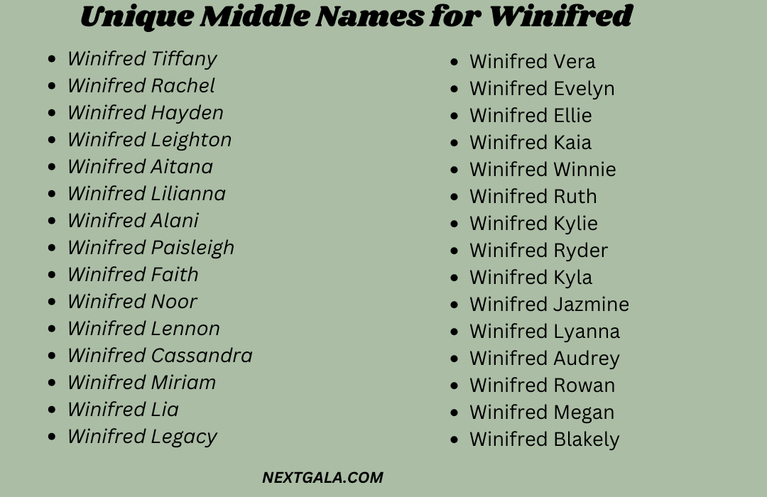 Middle Names for Winifred