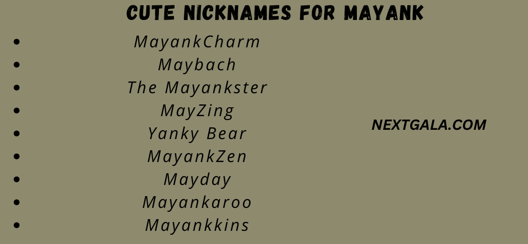 Cute Nicknames for Mayank