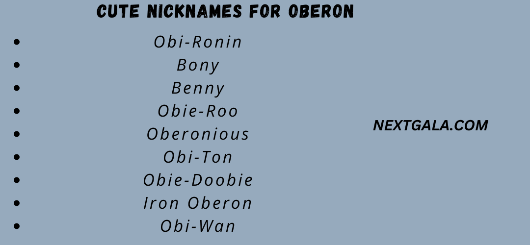 Cute Nicknames for Oberon