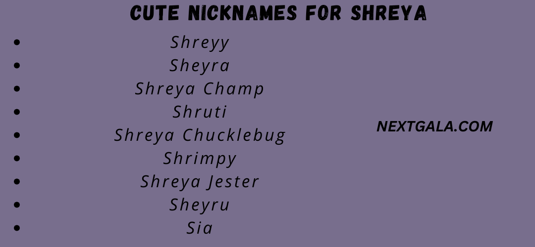 Cute Nicknames for Shreya