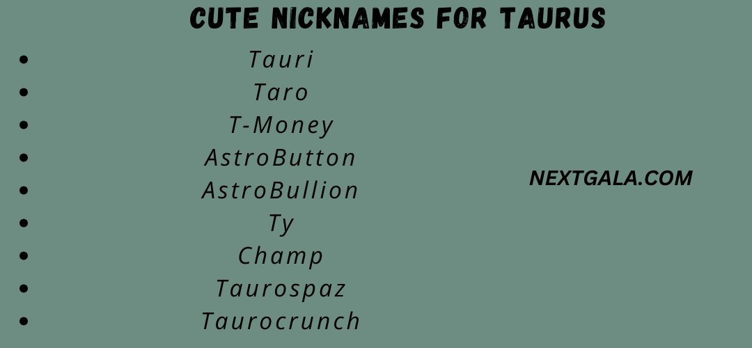 Cute Nicknames for Taurus