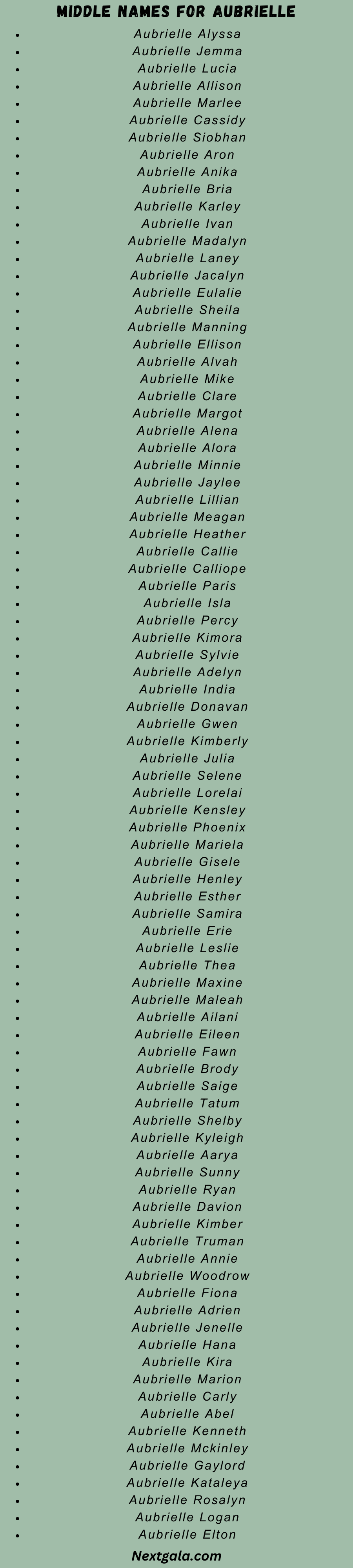 Middle Names For Aubrielle