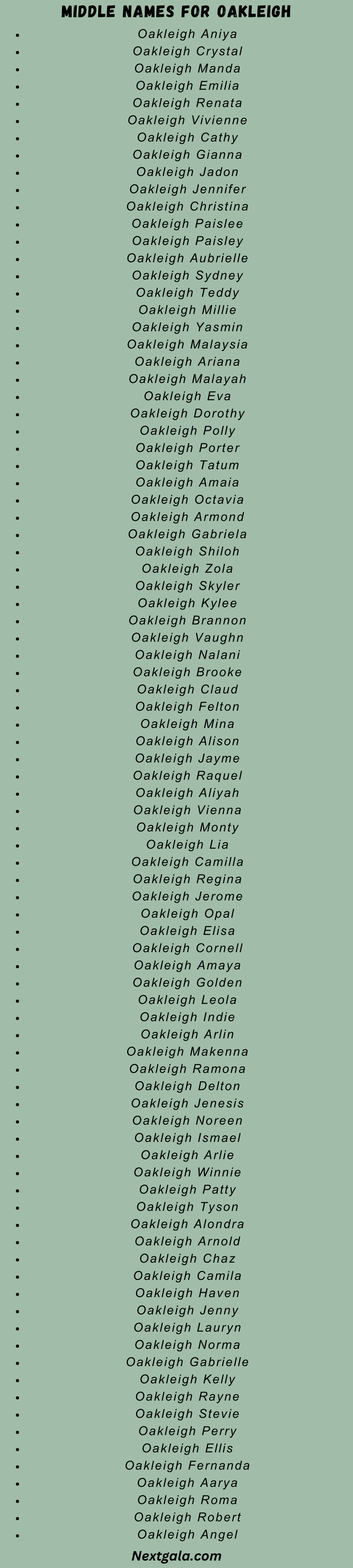 Middle Names For Oakleigh