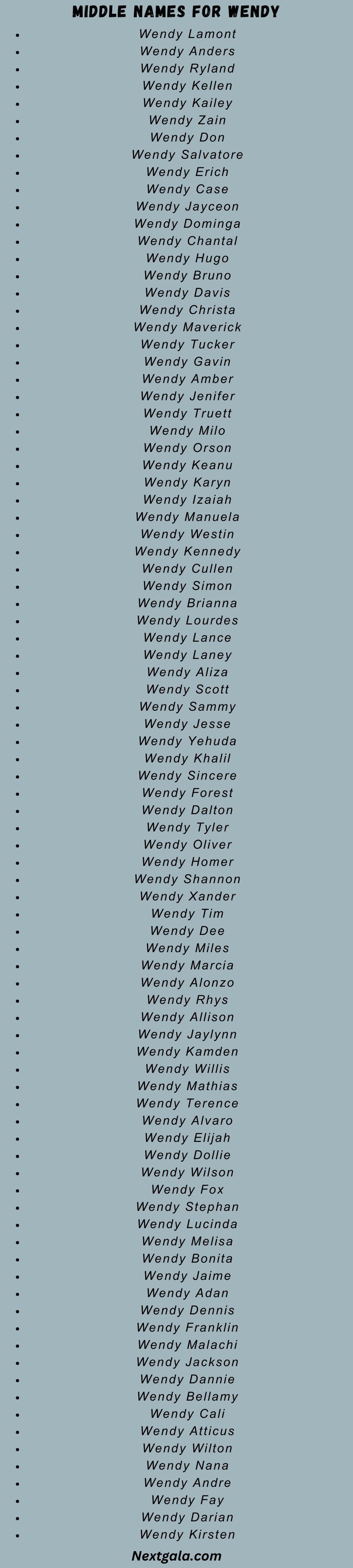 Middle Names For Wendy