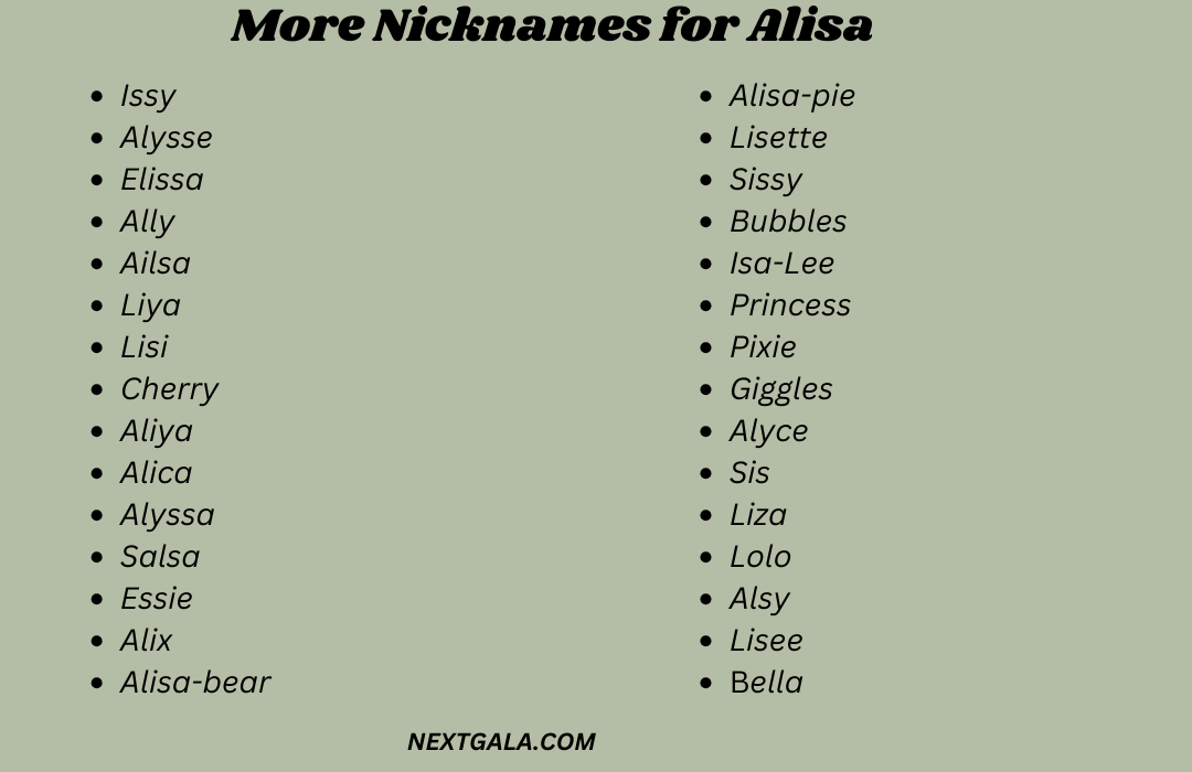 Nicknames for Alisa