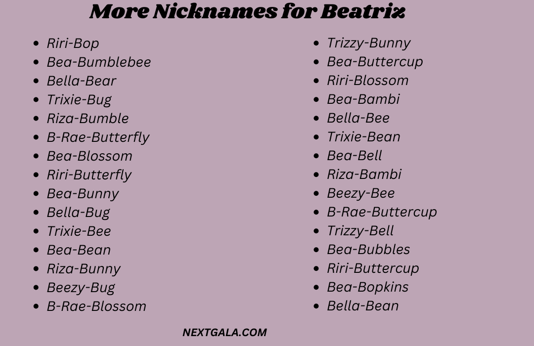 Nicknames for Beatriz