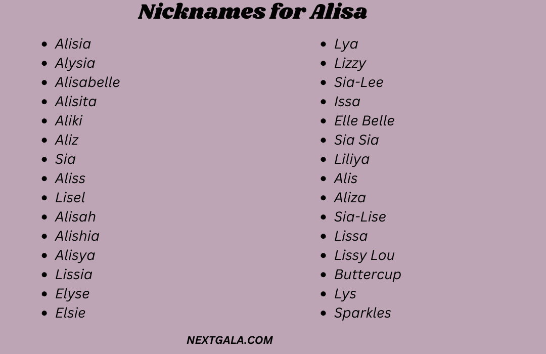 Nicknames for Alisa