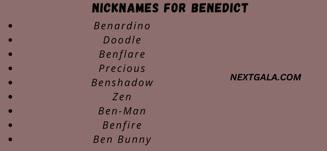 Nicknames for Benedict