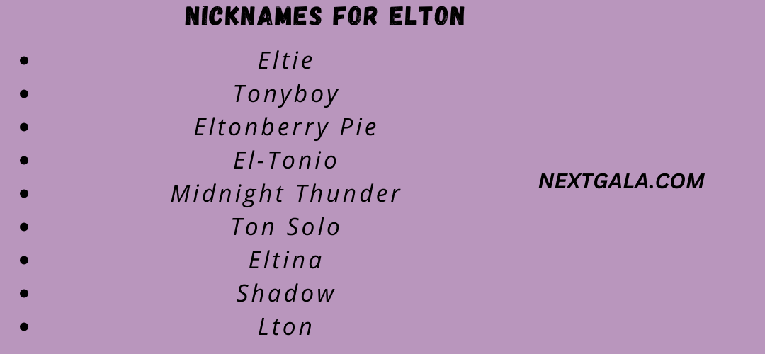 Nicknames for Elton