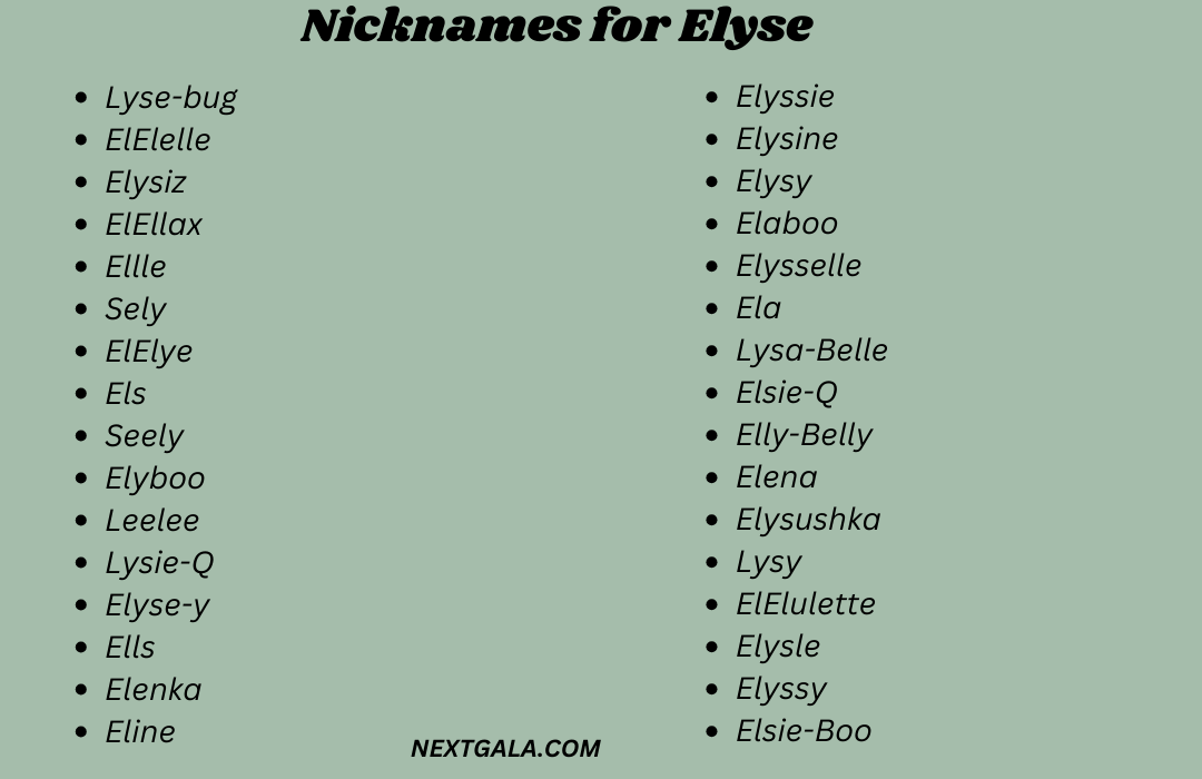 Nicknames for Elyse