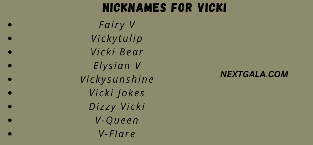 Nicknames for Vicki (1)