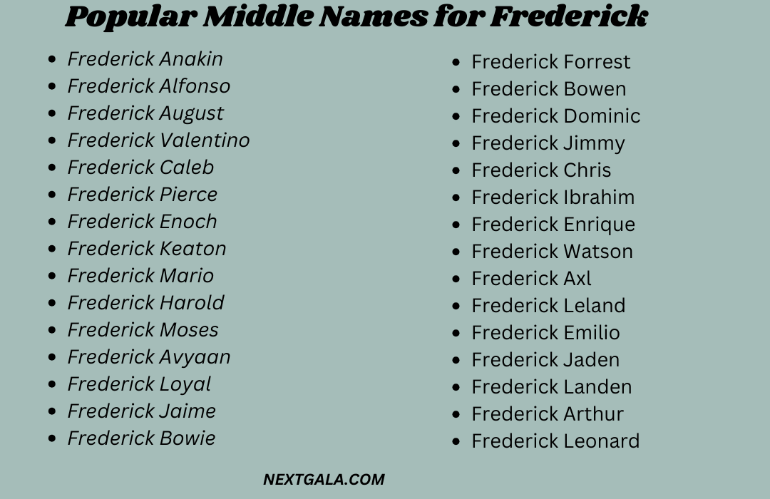 Middle Names for Frederick