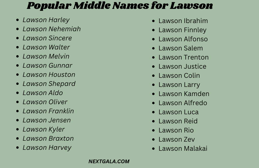 Middle Names for Lawson