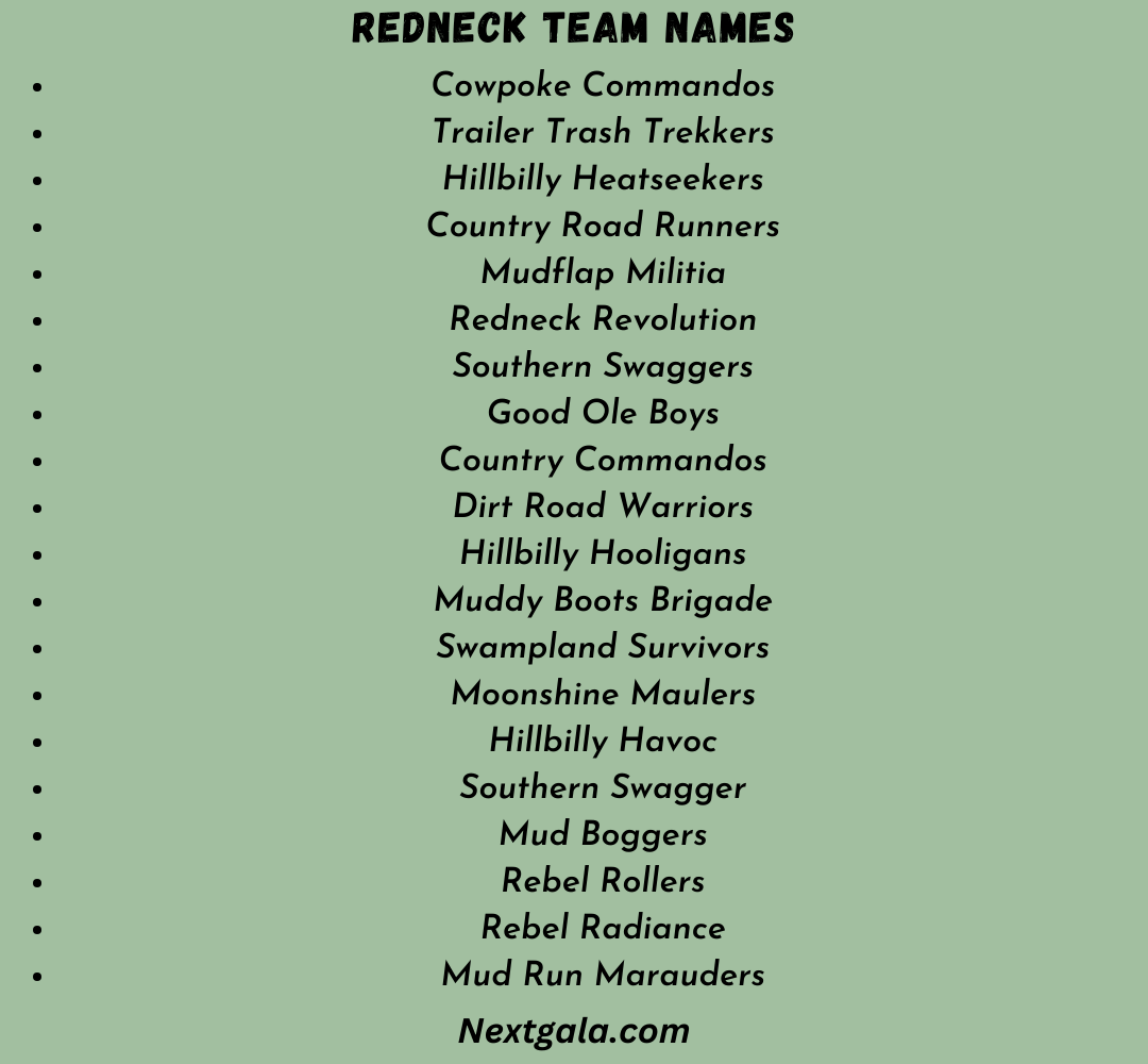 Redneck Team Names