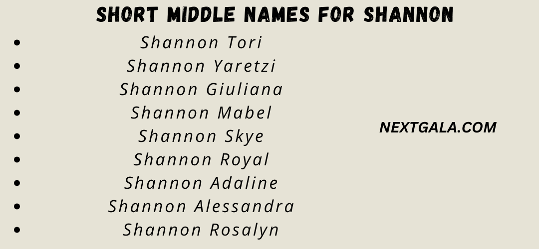 Middle Names For Shannon