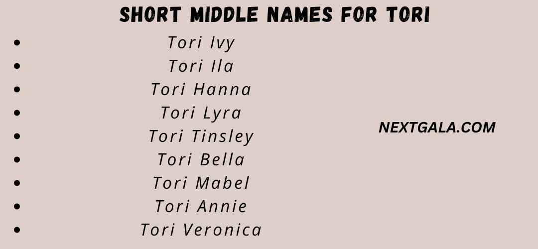 Middle Names For Tori