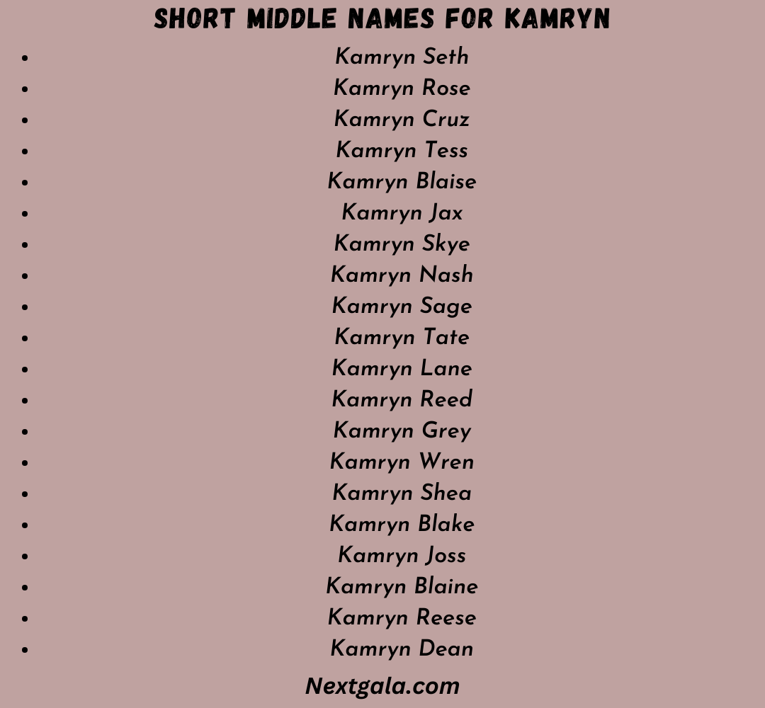 Middle Names for Kamryn