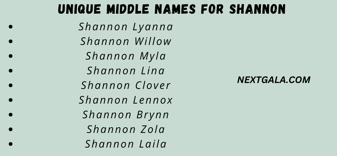 Middle Names For Shannon