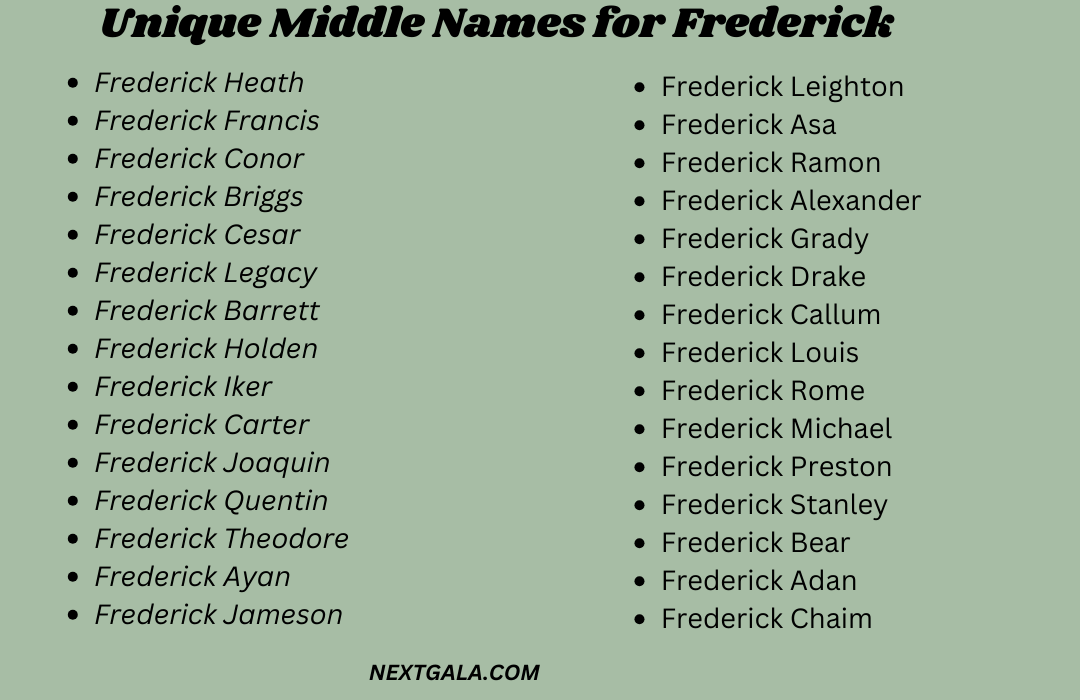 Middle Names for Frederick 