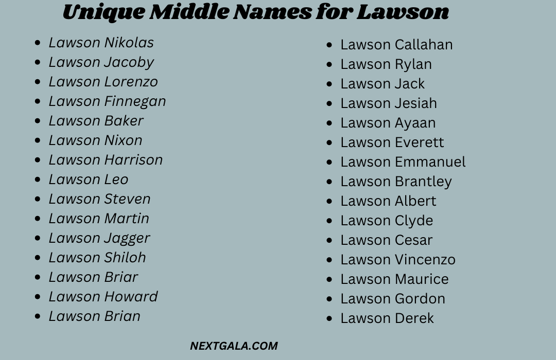 Middle Names for Lawson 