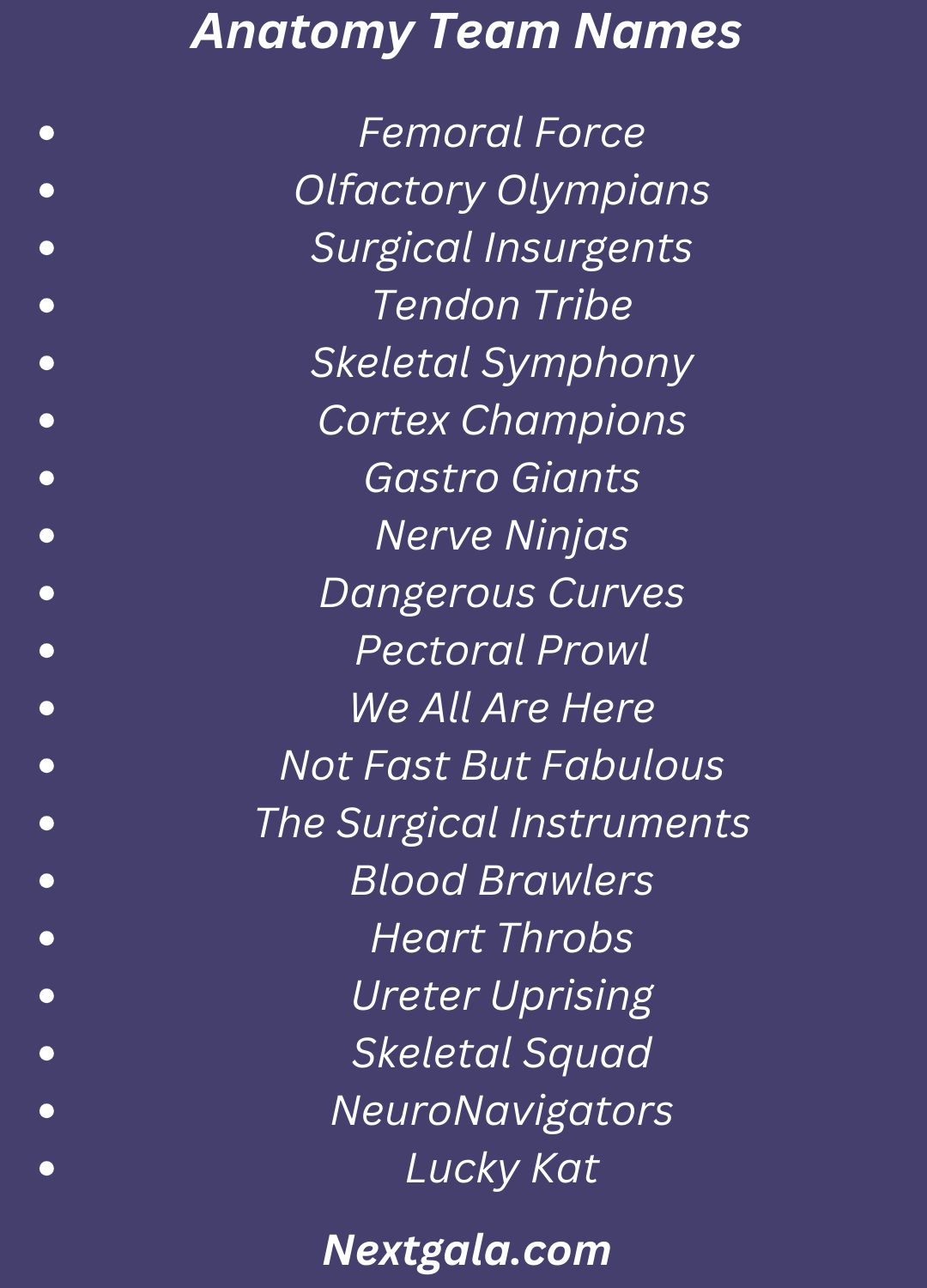 Anatomy Team Names