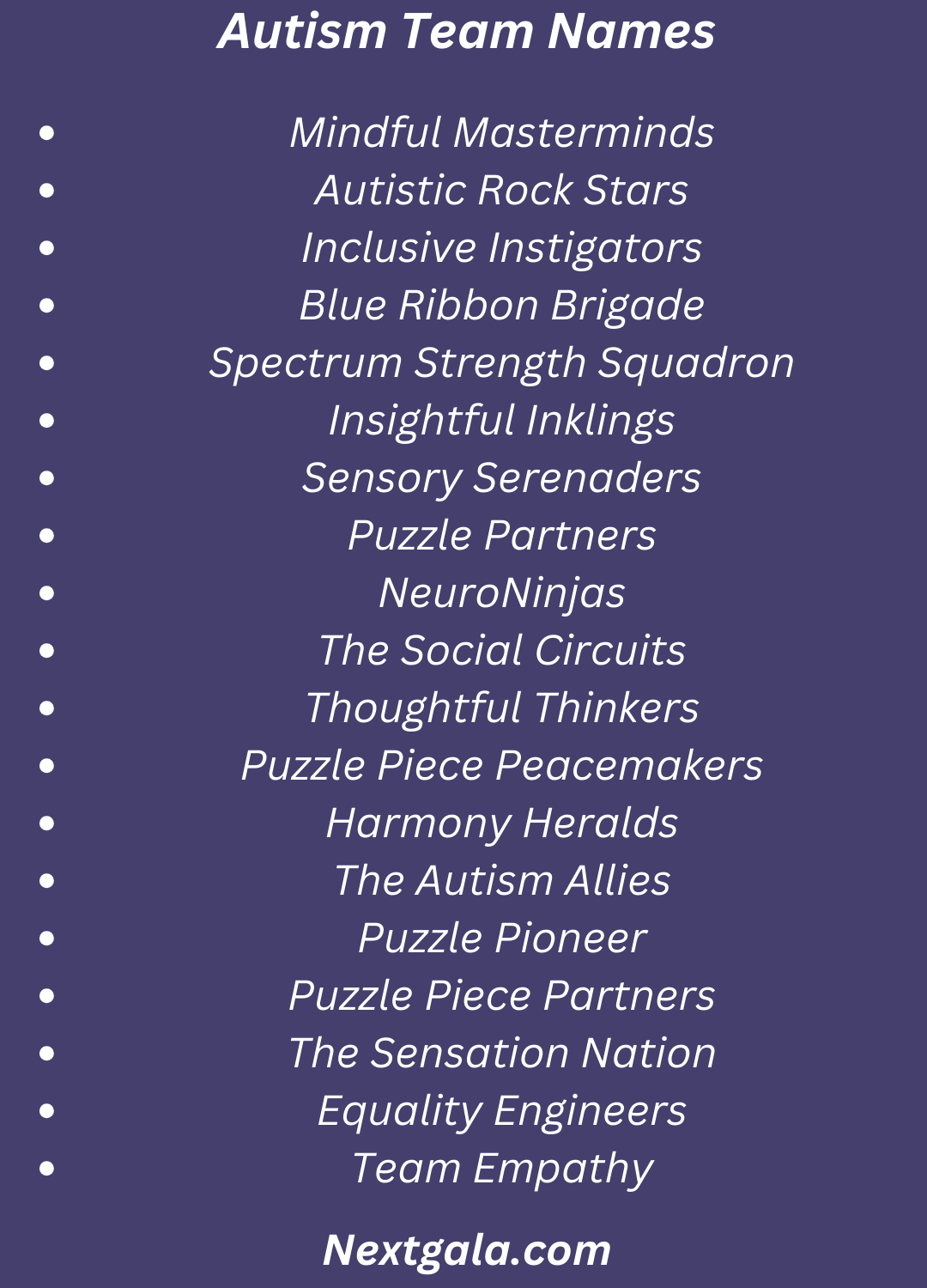 Autism Team Names