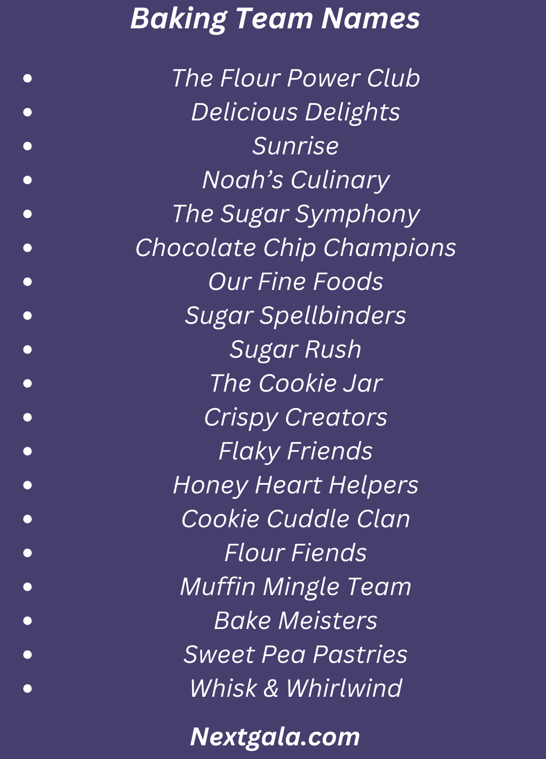 Baking Team Names