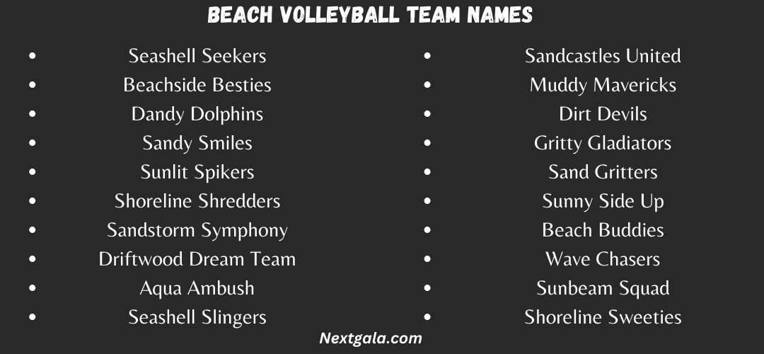 Beach Volleyball Team Names