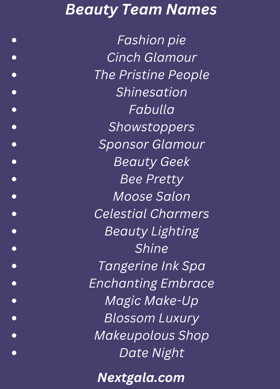 Beauty Team Names