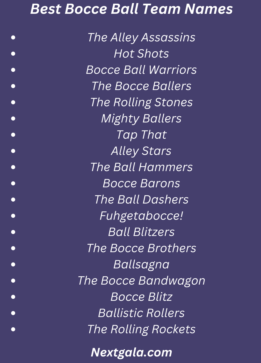 Bocce Ball Team Names