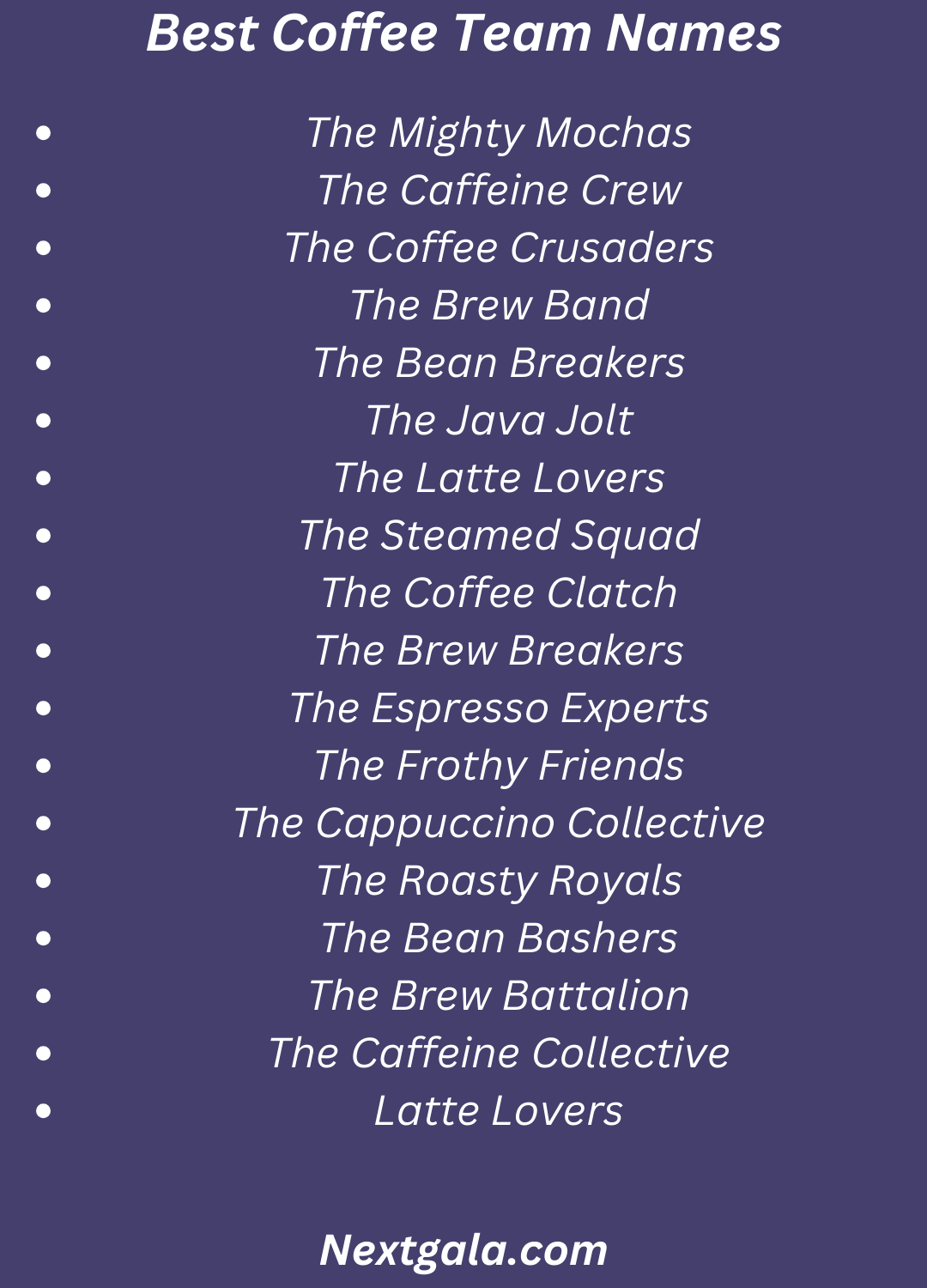 Coffee Team Names