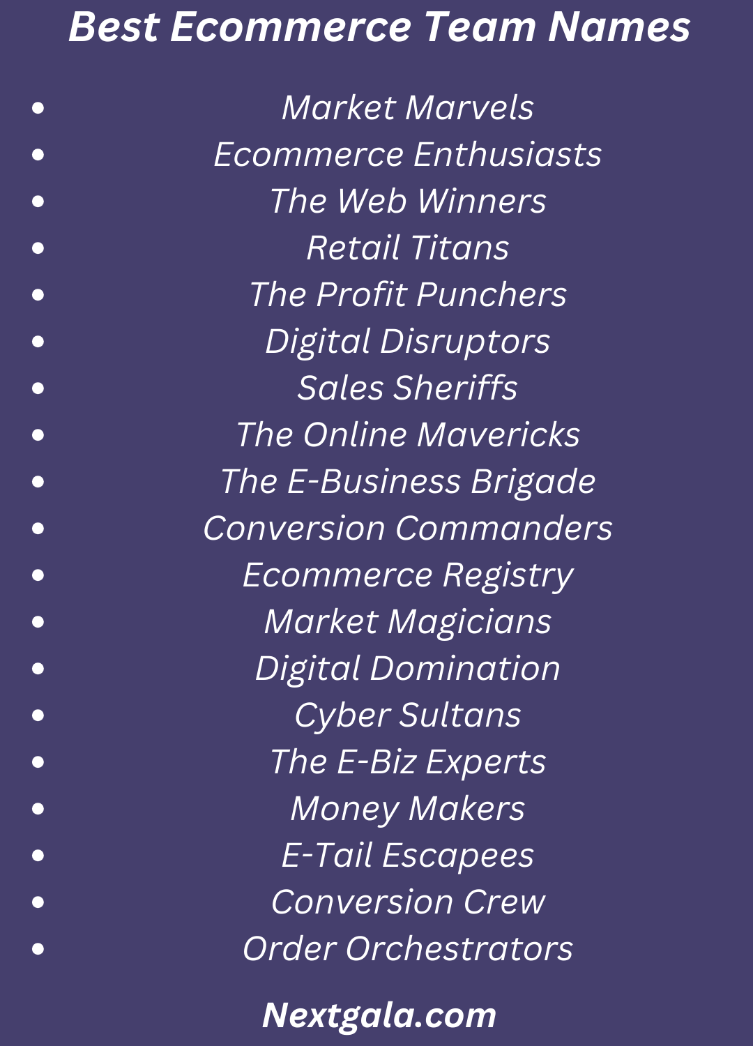 Ecommerce Team Names