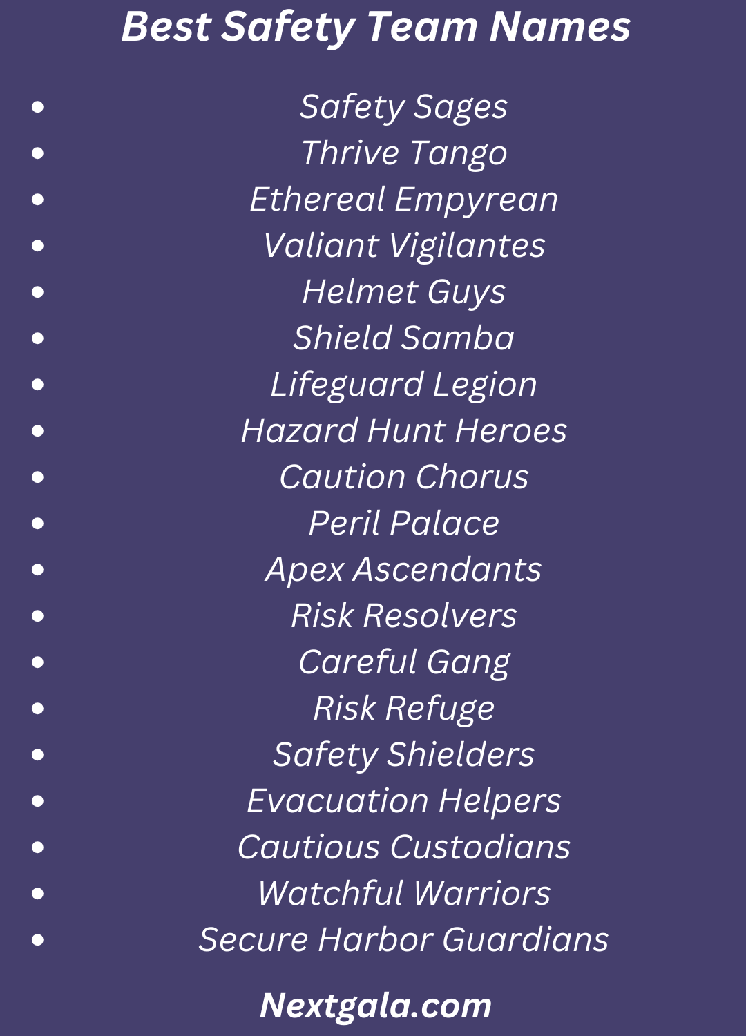 Safety Team Names