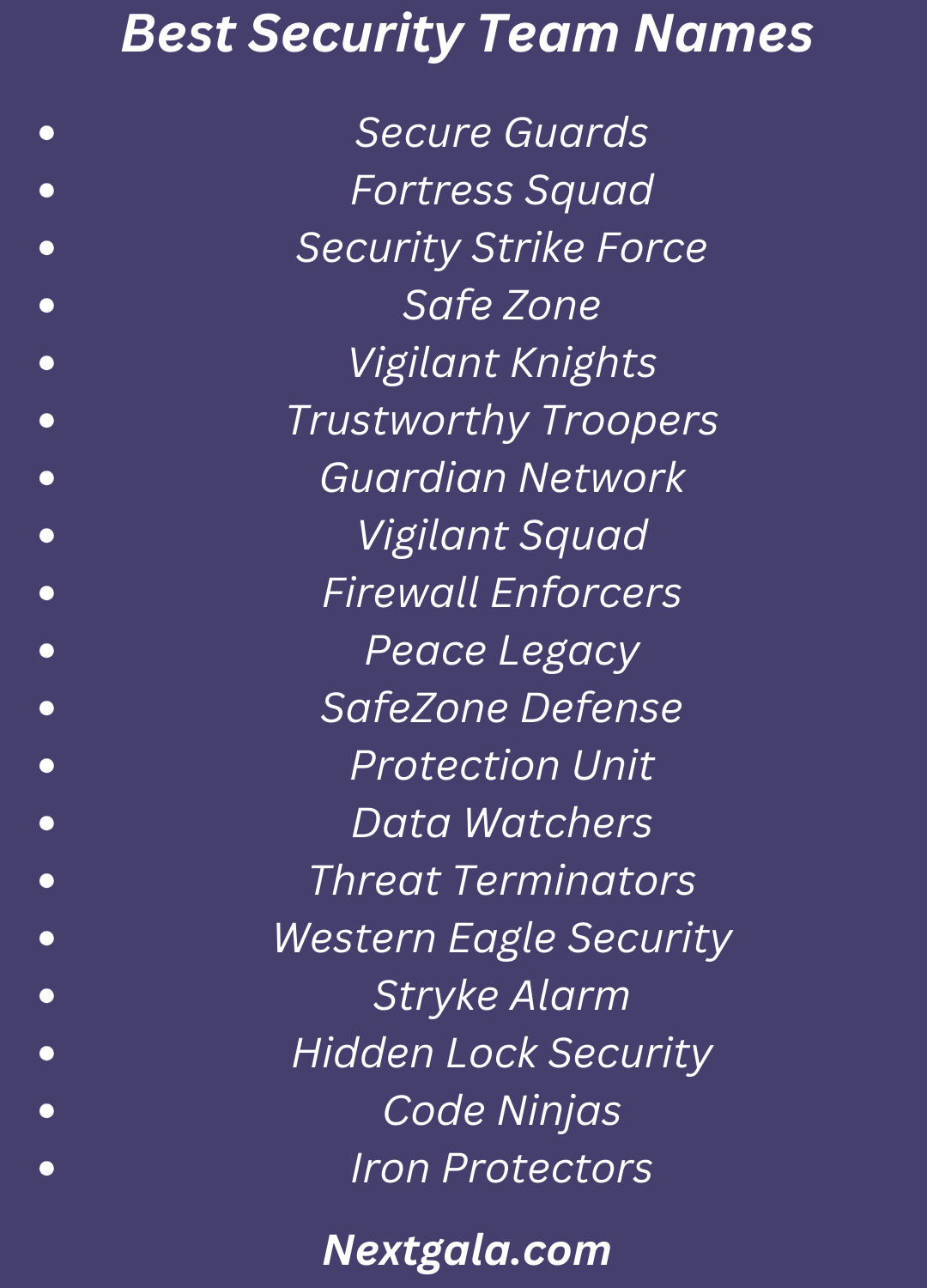 Security Team Names