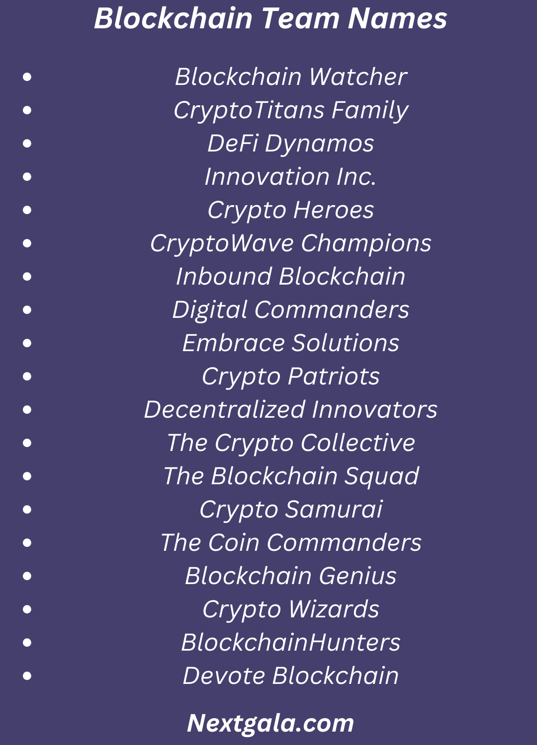 Blockchain Team Names