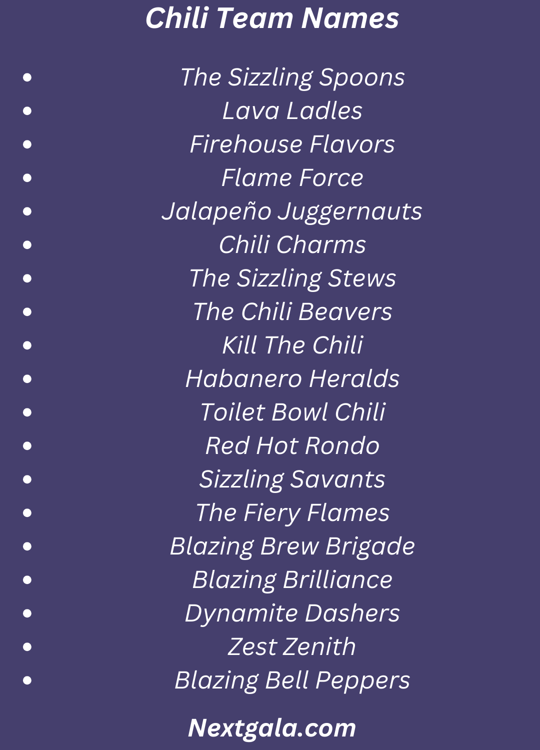 Chili Team Names