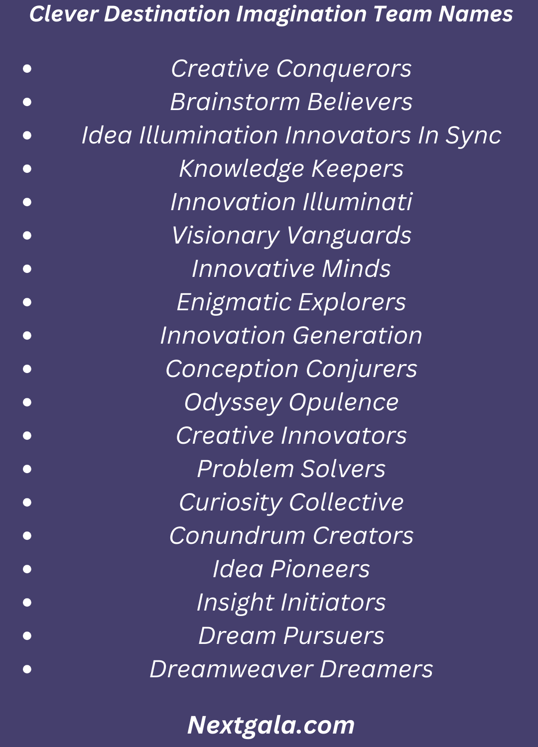 Clever Destination Imagination Team Names