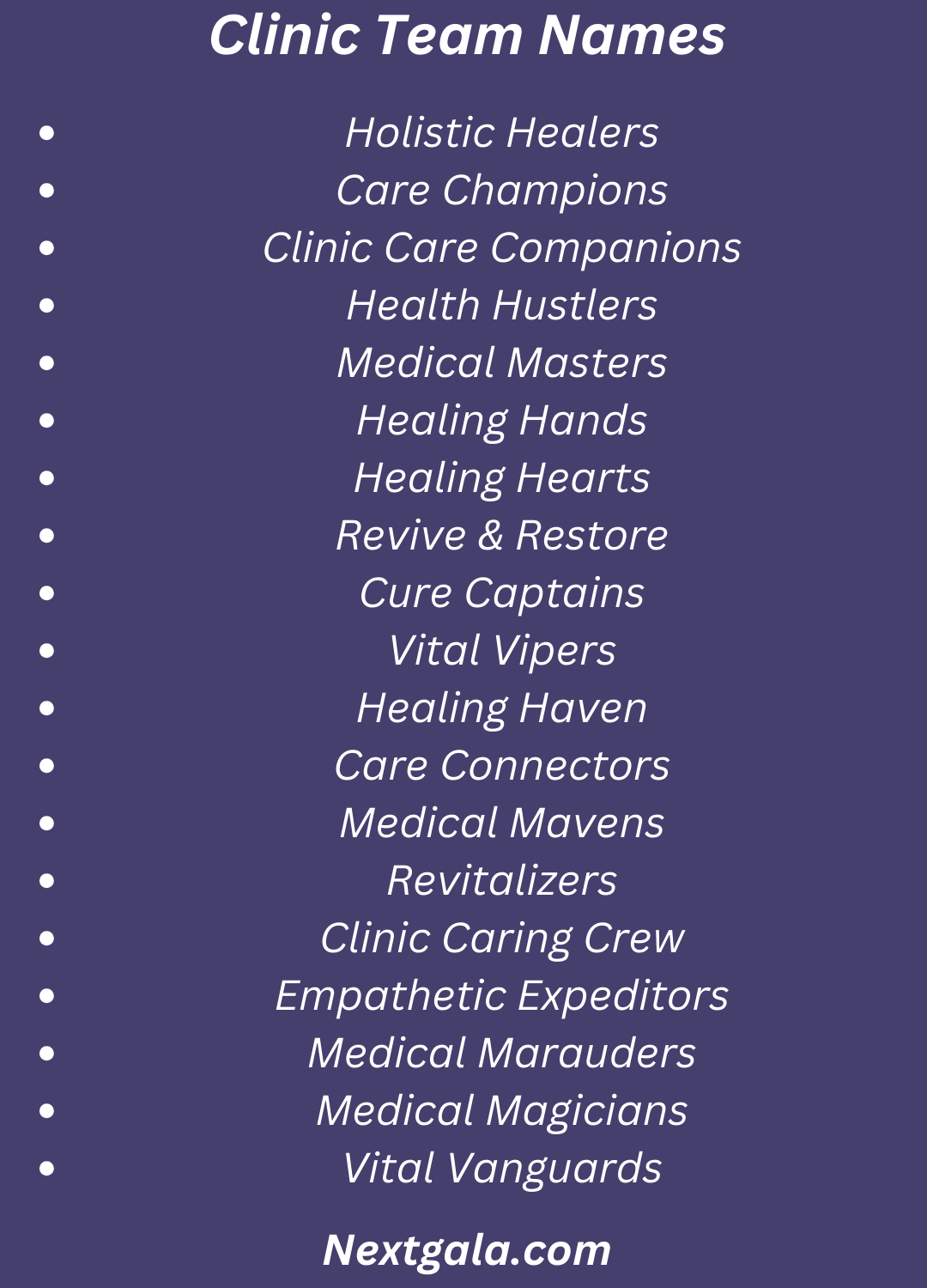 Clinic Team Names