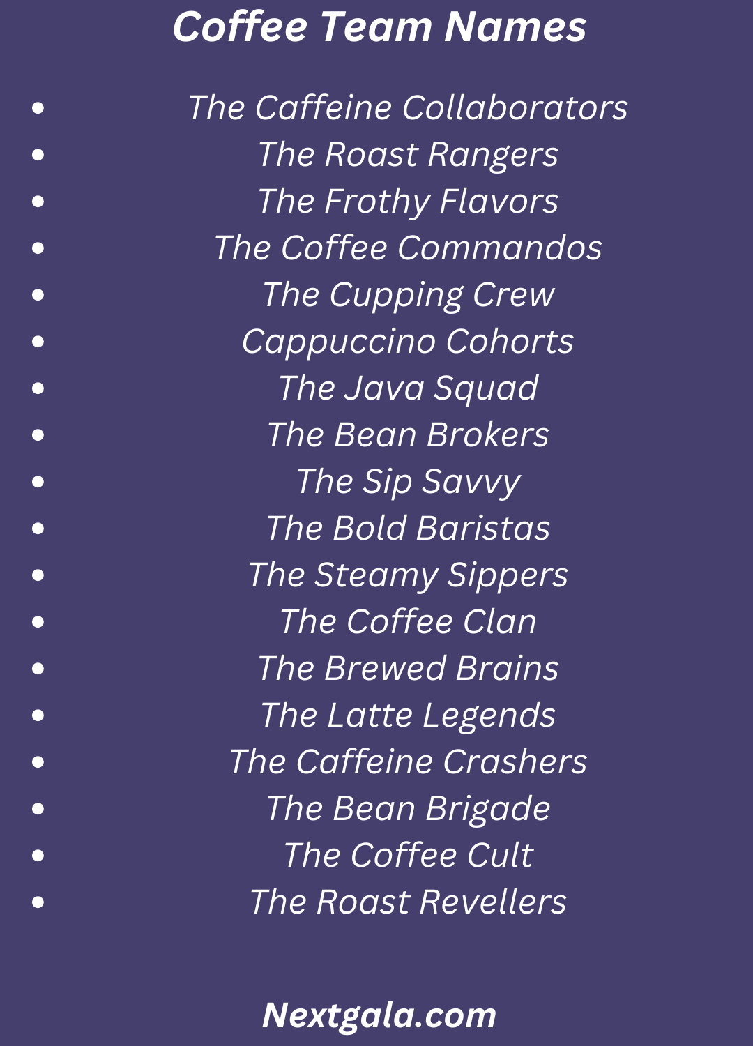 Coffee Team Names