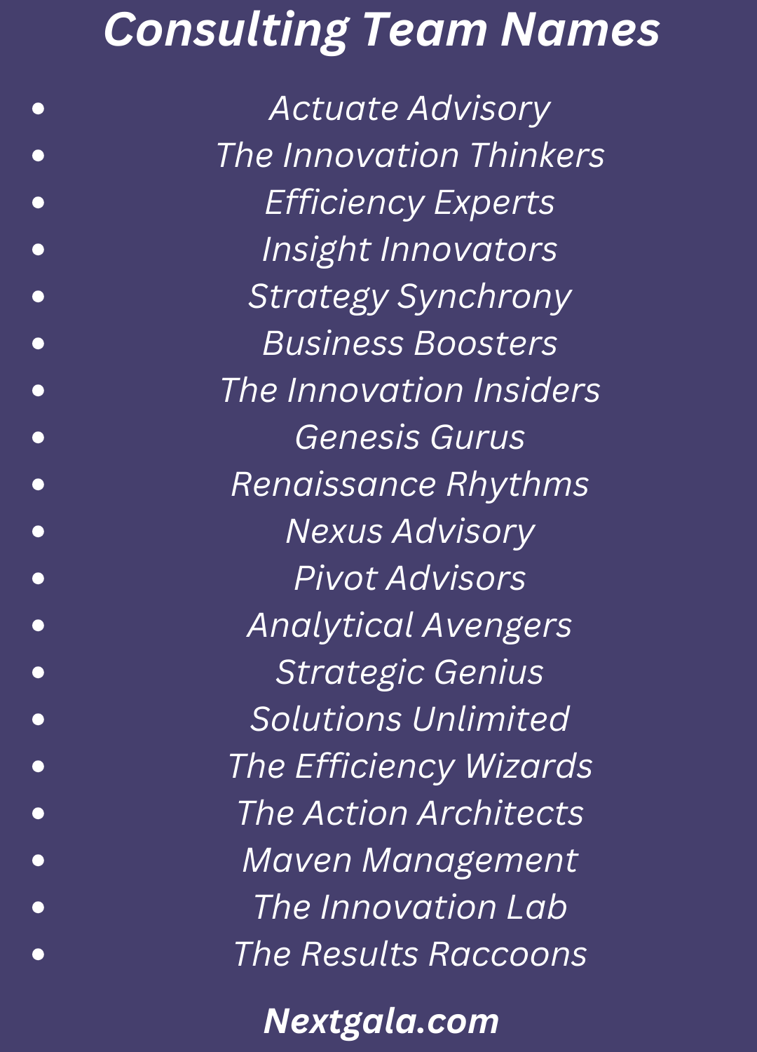 Consulting Team Names