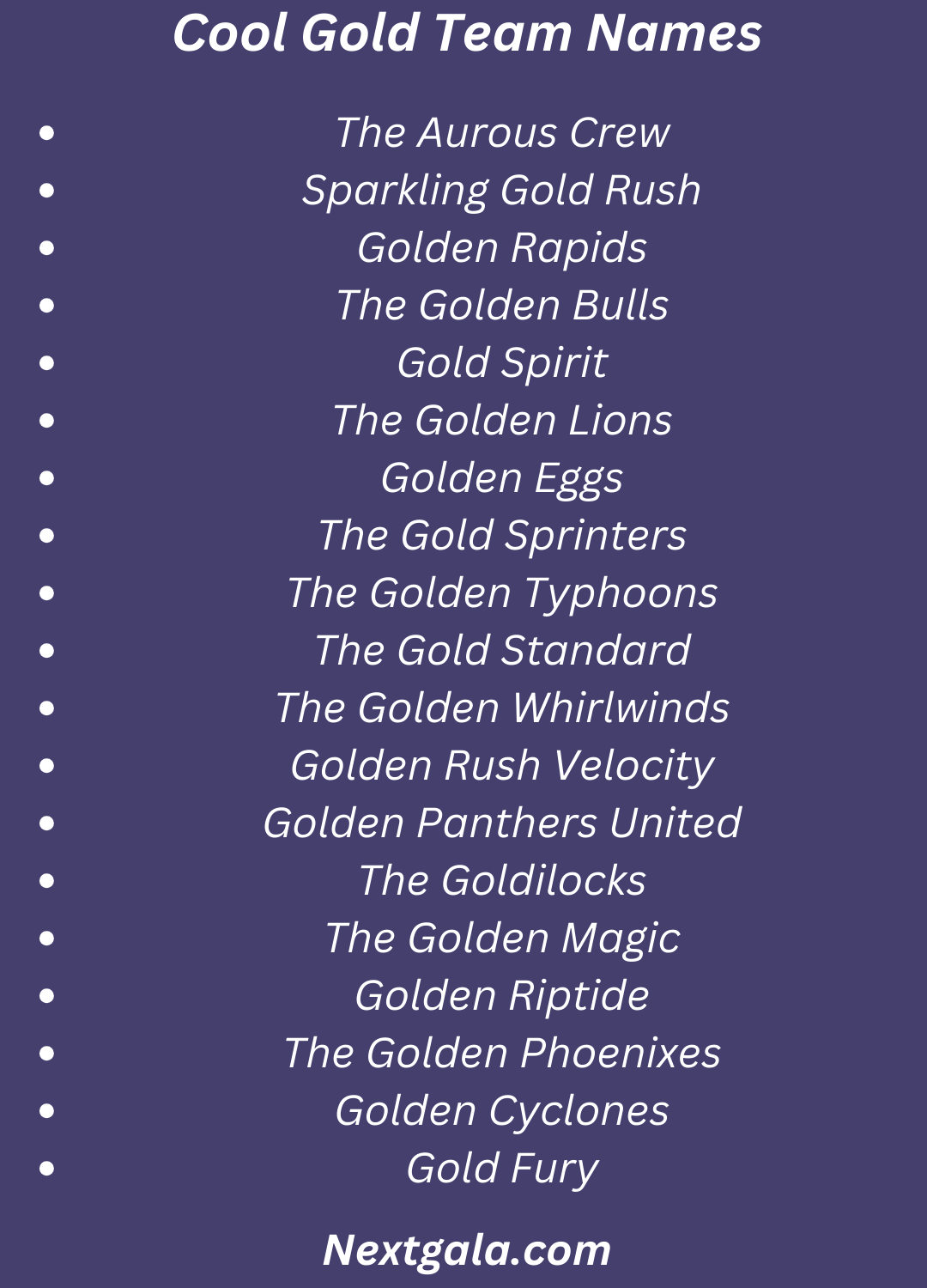 Gold Team Names