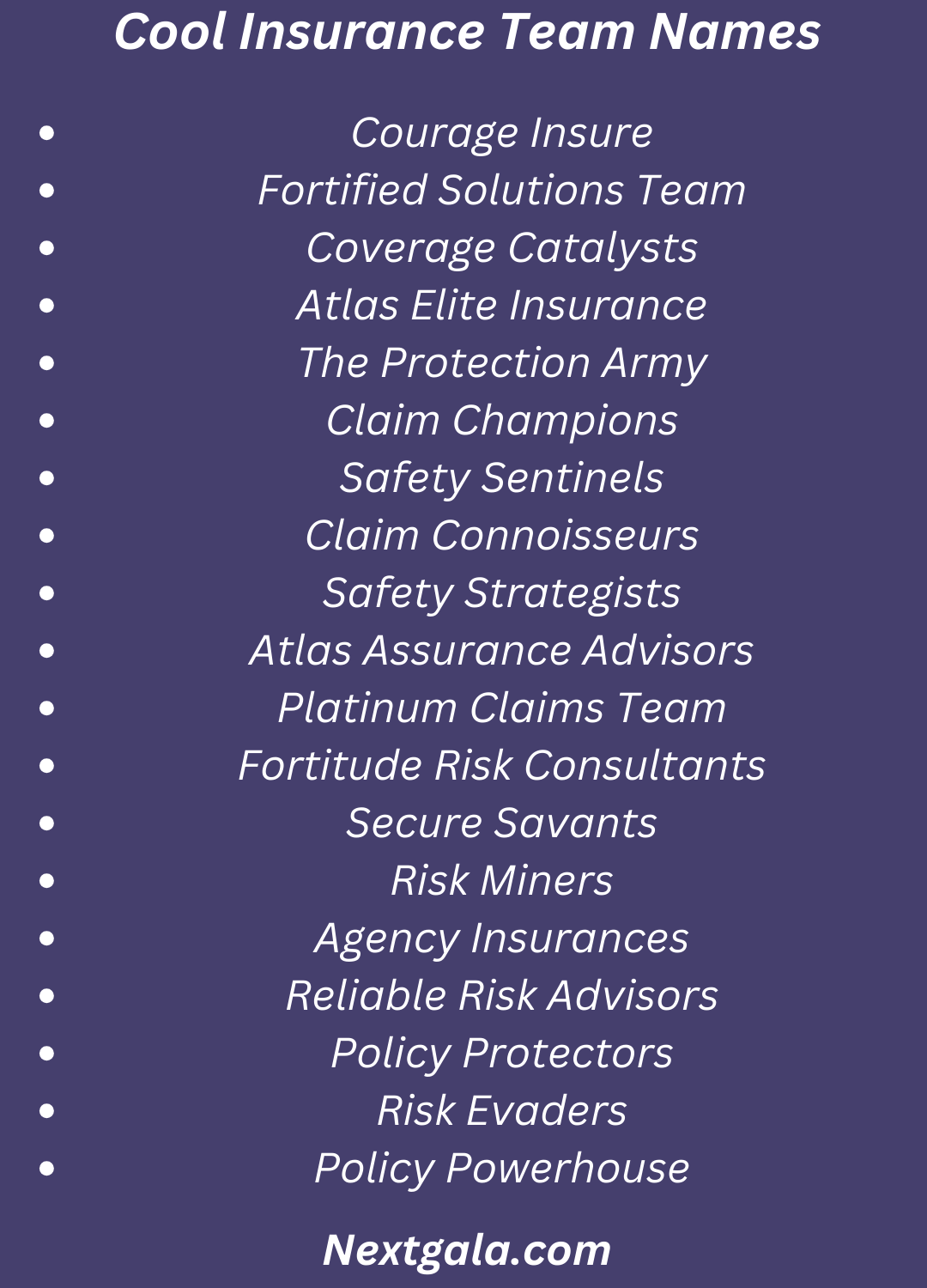 Insurance Team Names