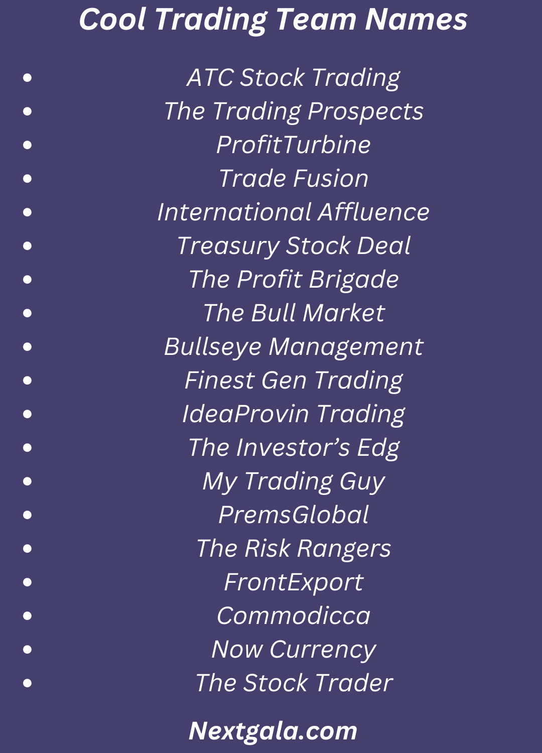 Trading Team Names