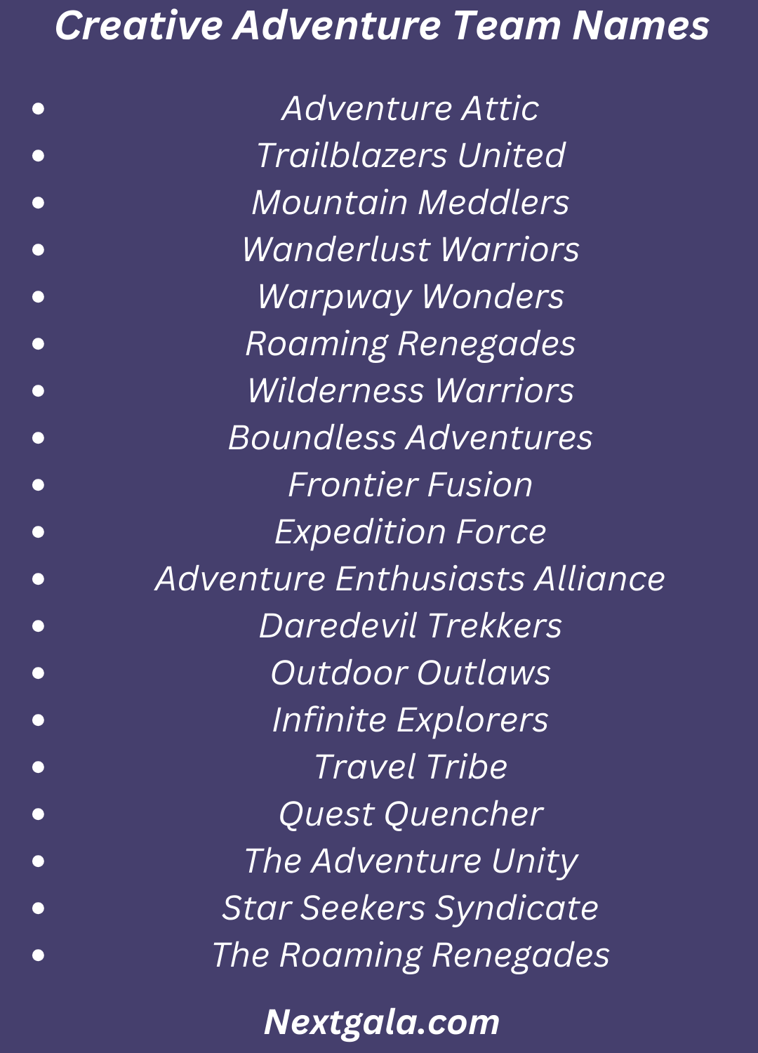 Adventure Team Names