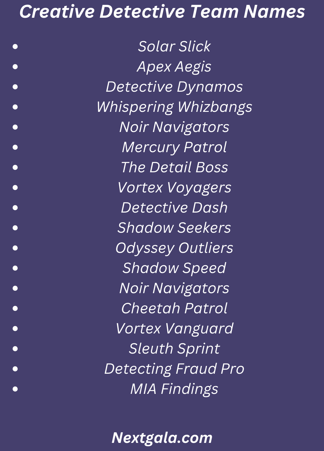 Detective Team Names