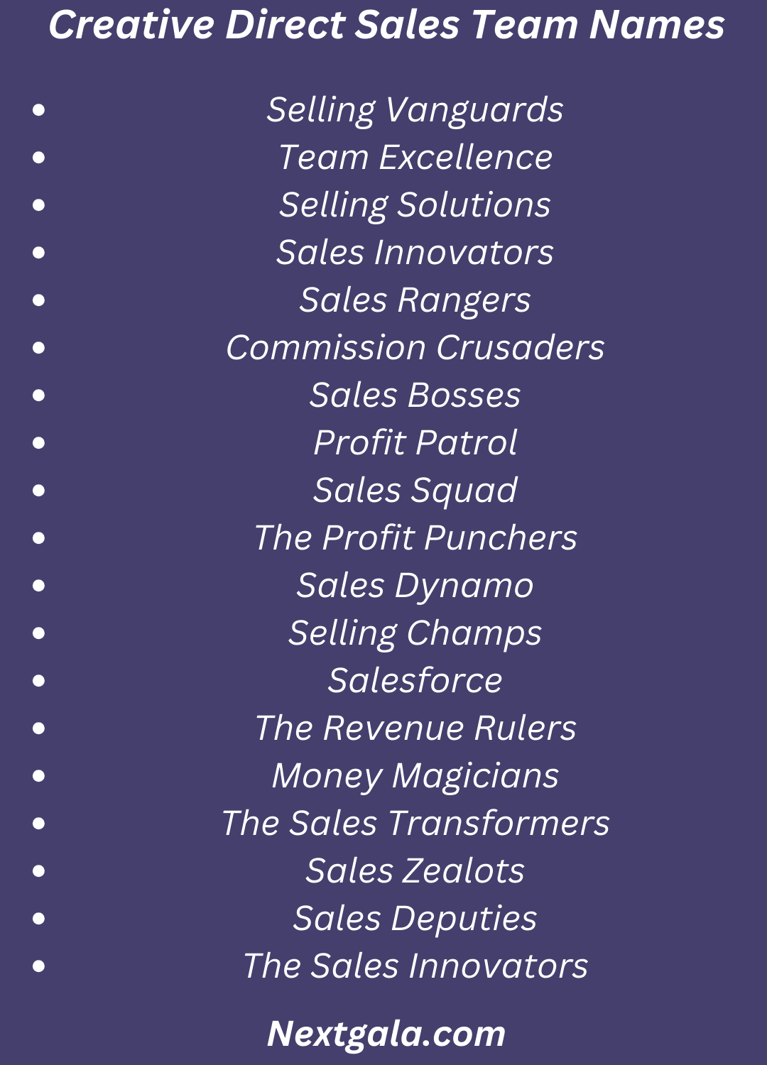 Direct Sales Team Names